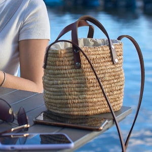 Natural raffia crossbody bag, Summer bag