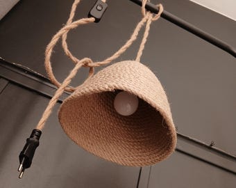 Handmade Jute Lampshade: Braided Lamp (US/EU PLUG)