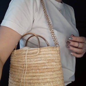 Bolso bandolera de rafia natural, Bolso de verano, Bolso de hoja de palma