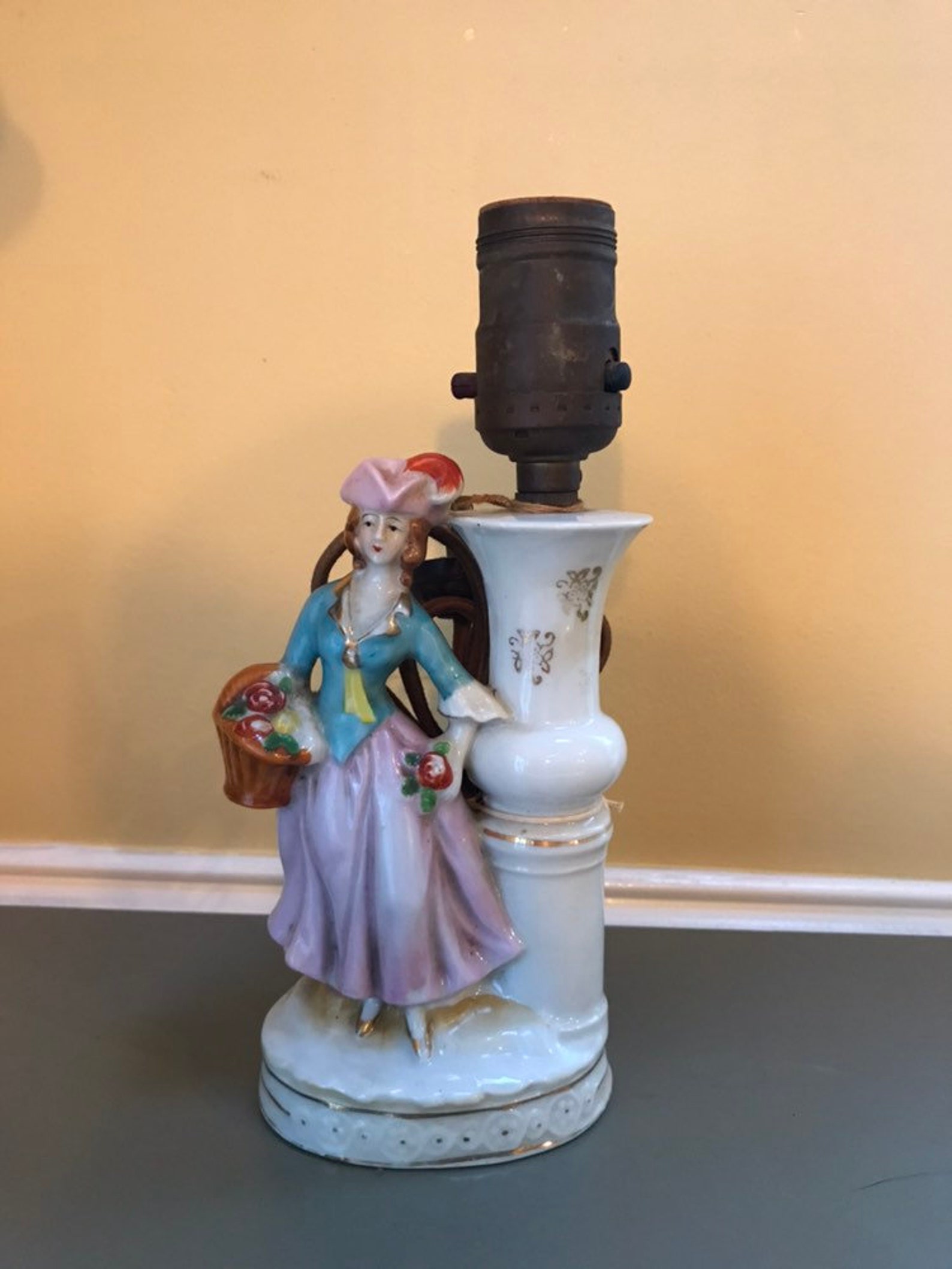 1940s Victorian Lady Lamp Hand Painted Porcelain Made in Japan Etsy