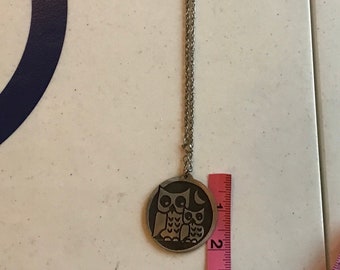 Vintage Pewter Owl Medallion Necklace