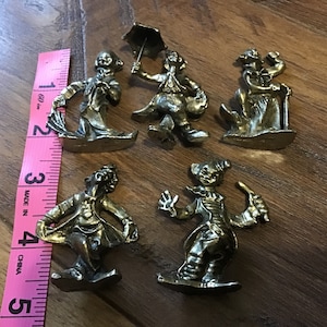 Vintage Lot of 5 2 1/2” Pewter Clown Figures