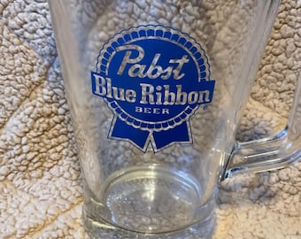 Vintage Pabst Blue Ribbon Clear Beer Pitcher