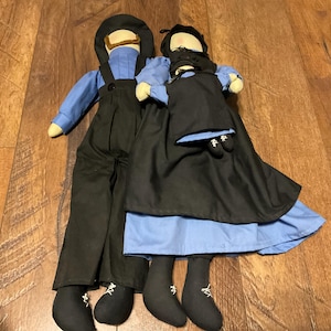 Vintage Plush Amish Dolls Lot of 2 - 20 in