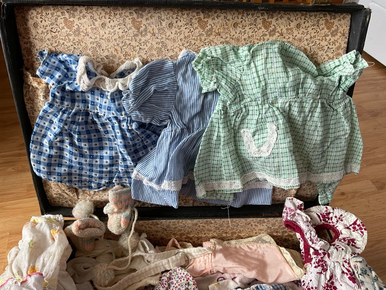 Vintage Doll Clothes Lot With Suitcase Fits 17 18 Shirley Temple Composition Dolls Etsy