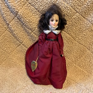 Vintage Effanbee Doll - Red Burgundy Dress - 13”
