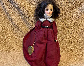 Vintage Effanbee Doll - Red Burgundy Dress - 13”