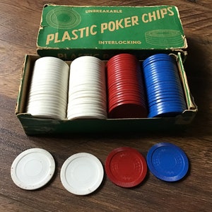 Vintage Box of Unbreakable Interlocking Plastic Poker Chips