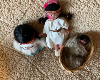 Lot of 3 Vintage Native Dolls