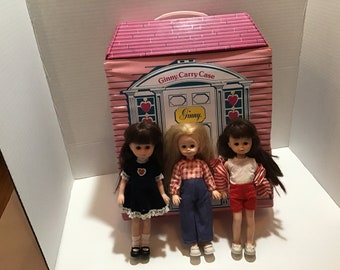 Vintage 1979 Vogue Ginny Doll Case w/ 3 Dolls