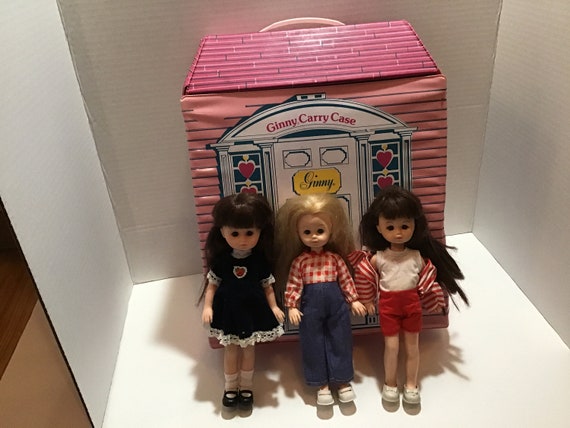 Vintage 1979 Vogue Ginny Doll Case w/ 3 Dolls