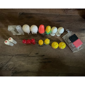 Vintage Lot of 9 Plastic Salt and Pepper Shakers