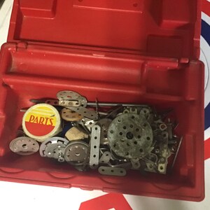 Vintage Erector Parts in Plastic Case