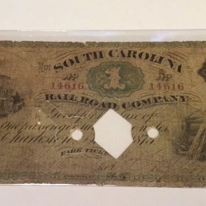1873 South Carolina Railroad Company Fair Ticket