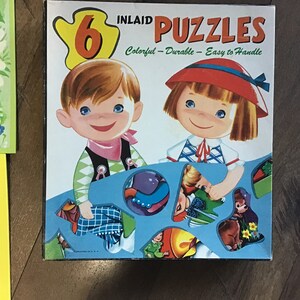 Vintage 6 Inlaid Puzzles- complete