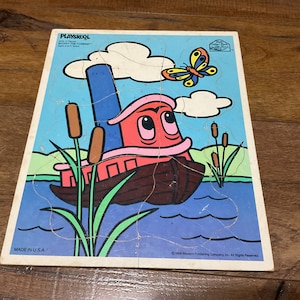 1988 Playskool Wooden Puzzle- Scuffy the Tug Boat