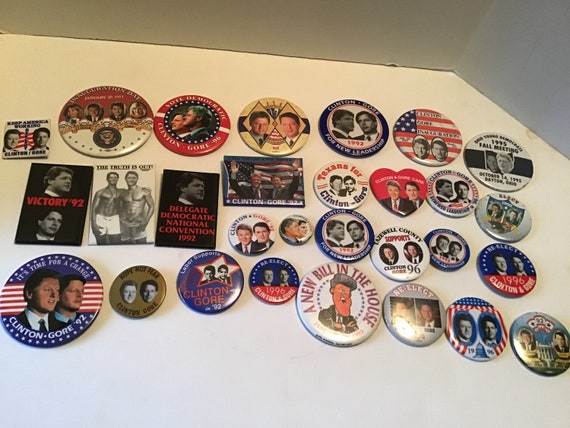 Vintage Bill Clinton & Al Gore Campaign Pin Lot o… - image 1