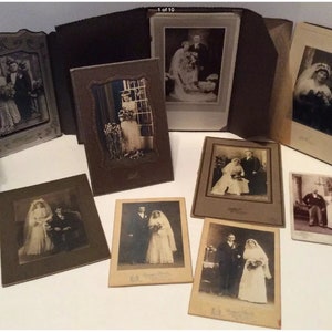 Antique Black/White Wedding Couples Photo Lot