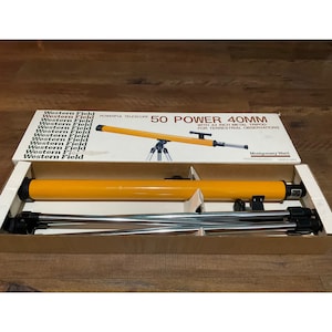 Vintage Montgomery Ward Western Field 50 Power 40mm Telescope in Original Box