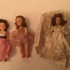 Vintage Doll Lot- Bride Doll, 2 Dolls in Dresses 8” 1950’s?