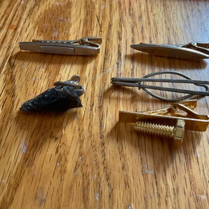 Vintage Lot of 5 Gold Toned Tie Clips