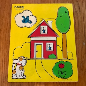 Vintage Playskool Wooden Puzzle - My House #180-01