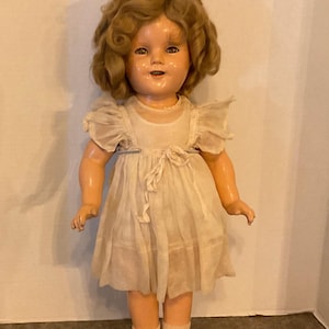 Shirley Temple 18” Composition Doll- White Organdy Dress