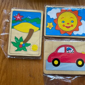 Vintage Lot of 3 Wooden Puzzles 8” x 5 1/2”