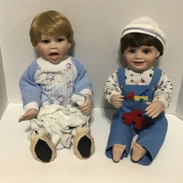 Georgetown Collection 1991 Nursery Series Babies This Little Piggy, Diddle Diddle Dumpling Porcelain Dolls