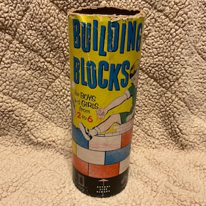 Vintage Tri-State Toys Plastic Block City Building Blocks in Tube - No Lid