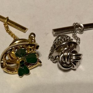 Vintage Lot of Tie Clips and Lapel Pins- Clover & Silver Knot