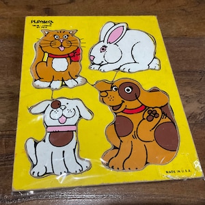 Vintage Playskool Wooden Puzzle- My Pets 180-08
