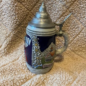 Vintage Gerz German Stein with Lid Nimm Maf Greif 3u- West Germany - 9”