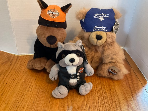 Vintage Harley Davidson Plush Teddy Bear Raccoon Dog Etsy Australia