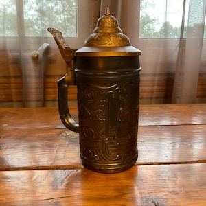 Vintage German Stein with Lid - 8”