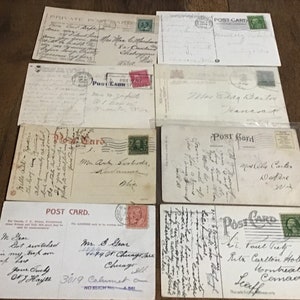 Lot of 8 Vintage Postcards- Postmarked 1930’s- 1950’s