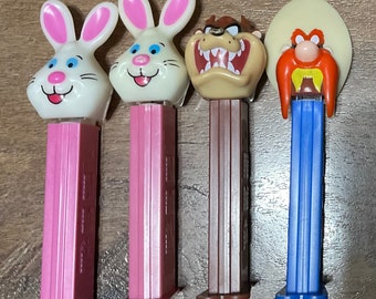 Vintage 1990’s PEZ Dispensers- Rabbits Tasmanian Devil Yosemite Sam