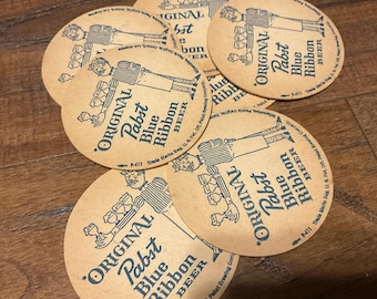 Lot of 7 Pabst Blue Ribbon Beer Coasters - #4