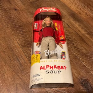 Vintage 1999 Mattel Campbells Alphabet Soup Barbie Sealed in Package