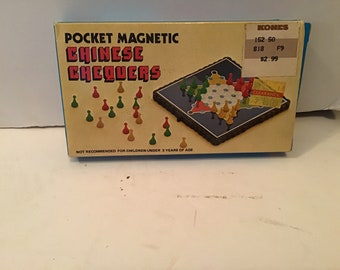 Vintage Pocket Magnetic Chinese Chequers