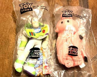 Vintage Burger King Toy Story Plush - Buzz Lightyear & Hamm the Pig - In Package