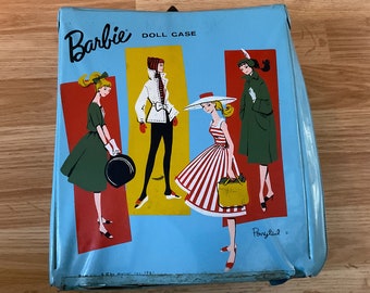 1960’s Short Haired Barbie in Blue Case with Clothes
