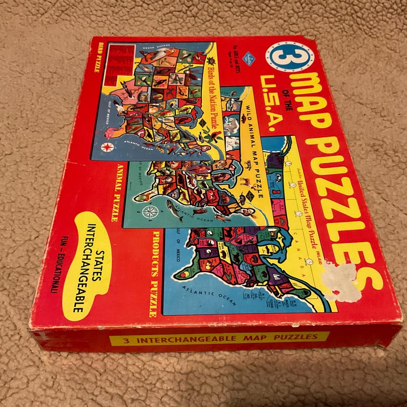 Vintage Built Rite Map Puzzles of the USA- COMPLETE - Etsy
