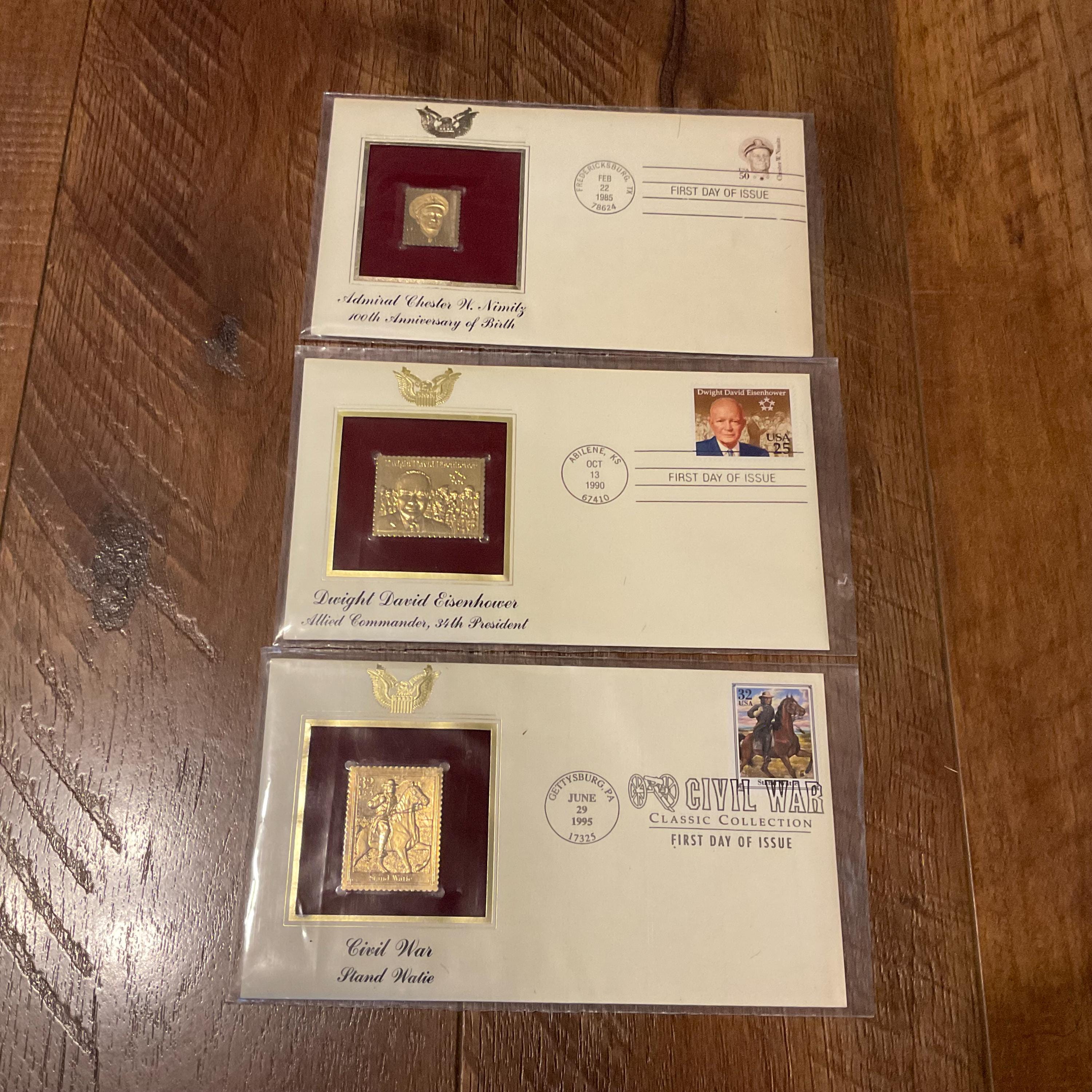 Vintage Gold Commemorative Stamps Lot - Civil War- Admiral Nimitz