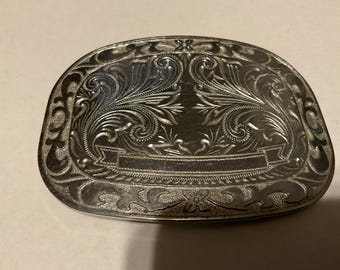 Vintage Oval Silver Colored Belt Buckle