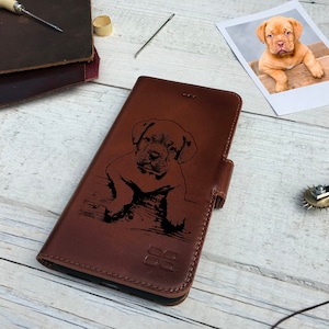 Custodia per telefono in pelle personalizzata personalizzata utilizzando la foto personale dell'animale domestico + nome Custodia con logo personalizzato Custodia per iPhone per cani Custodia per gatti Handyhülle Etui Coque