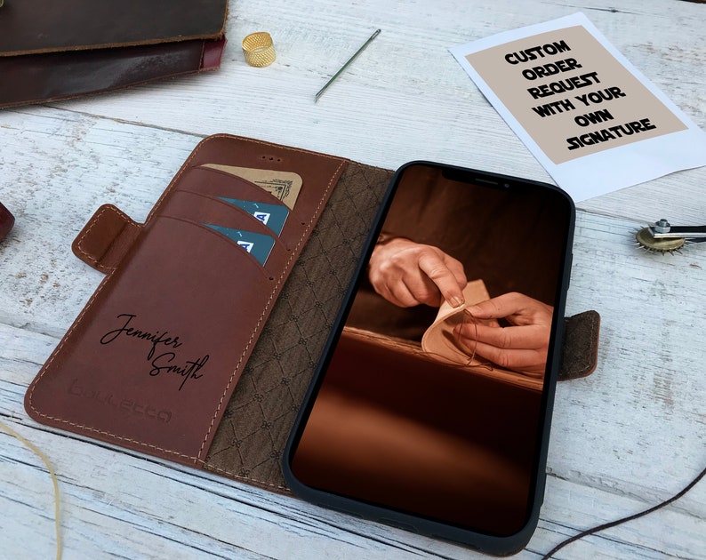 Card Slot BookCase 78 Plus Customised Engraving 66S Xs Max XR Personalised Burned Cognac iPhone Xs 5S SE Case iPhone Wallet Case