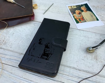 Personalised Pure Black, iPhone Xs, Xs Max, XR, Case, Detachable iPhone Wallet Case, Card Slot, BookCase, Customised Engraving