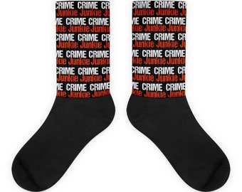 Crime Junkie Socks, True Crime Gifts for Crime Buffs, Horror Fanatics, Murderino Obsessed Fans