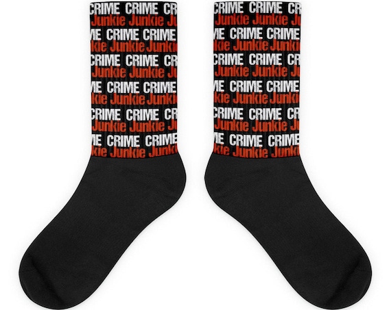 Crime Junkie Socks, True Crime Gifts for Crime Buffs, Horror Fanatics, Murderino Obsessed Fans
